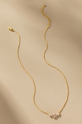 Short Floral Bar Charm Necklace