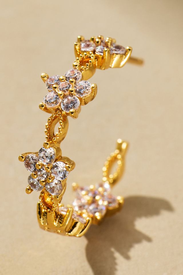 Floral Huggie Hoop Earrings #1