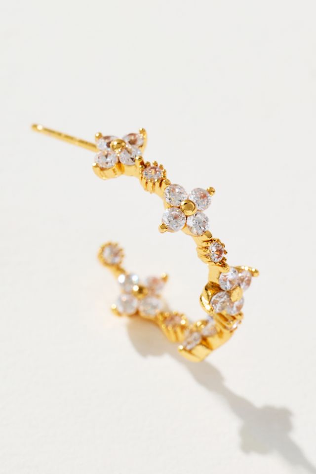Delicate Floral Huggie Hoop Earrings #1