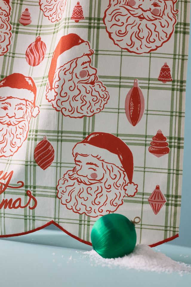 Vintage-Inspired Tartan Santa Dish Towel #1