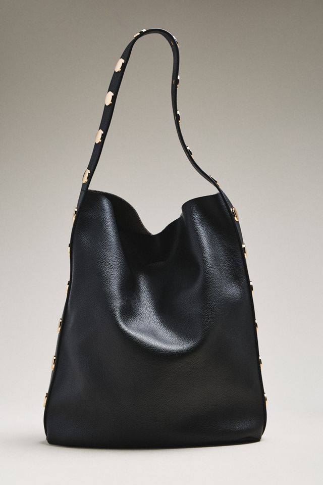 Studded Vegan-Leather North-South Tote Bag #1