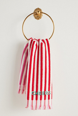 Anthropologie Holiday Striped Embroidered Hand Towel In Multi