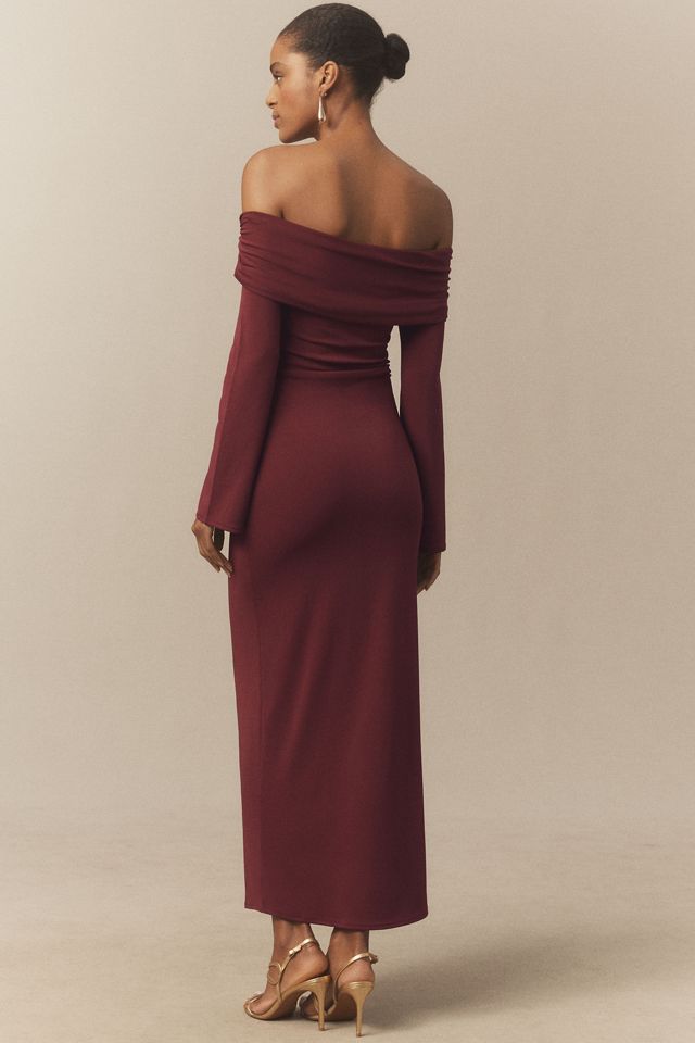 BHLDN Off-Shoulder Bell-Sleeve Fitted Maxi Dress #1