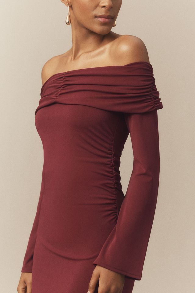 BHLDN Off-Shoulder Bell-Sleeve Fitted Maxi Dress #2