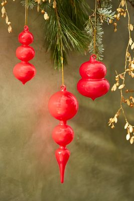Finial Glass Ornaments, Set of 3