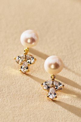 Vivian Drew Pearl & Triple Crystal Stud Earrings