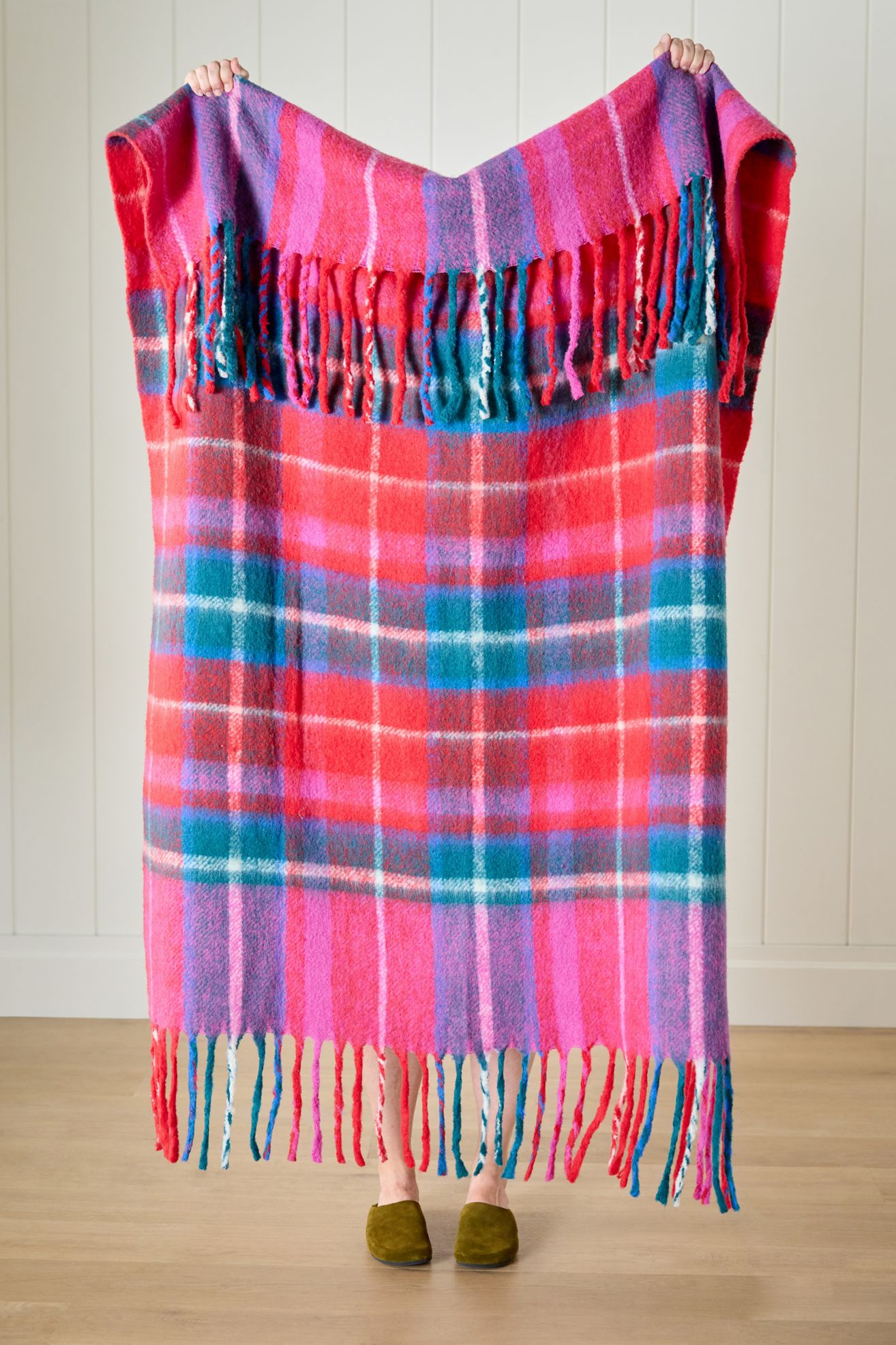 Tartan Wool Plaid Throw - Red, Standard, 50" x 70"