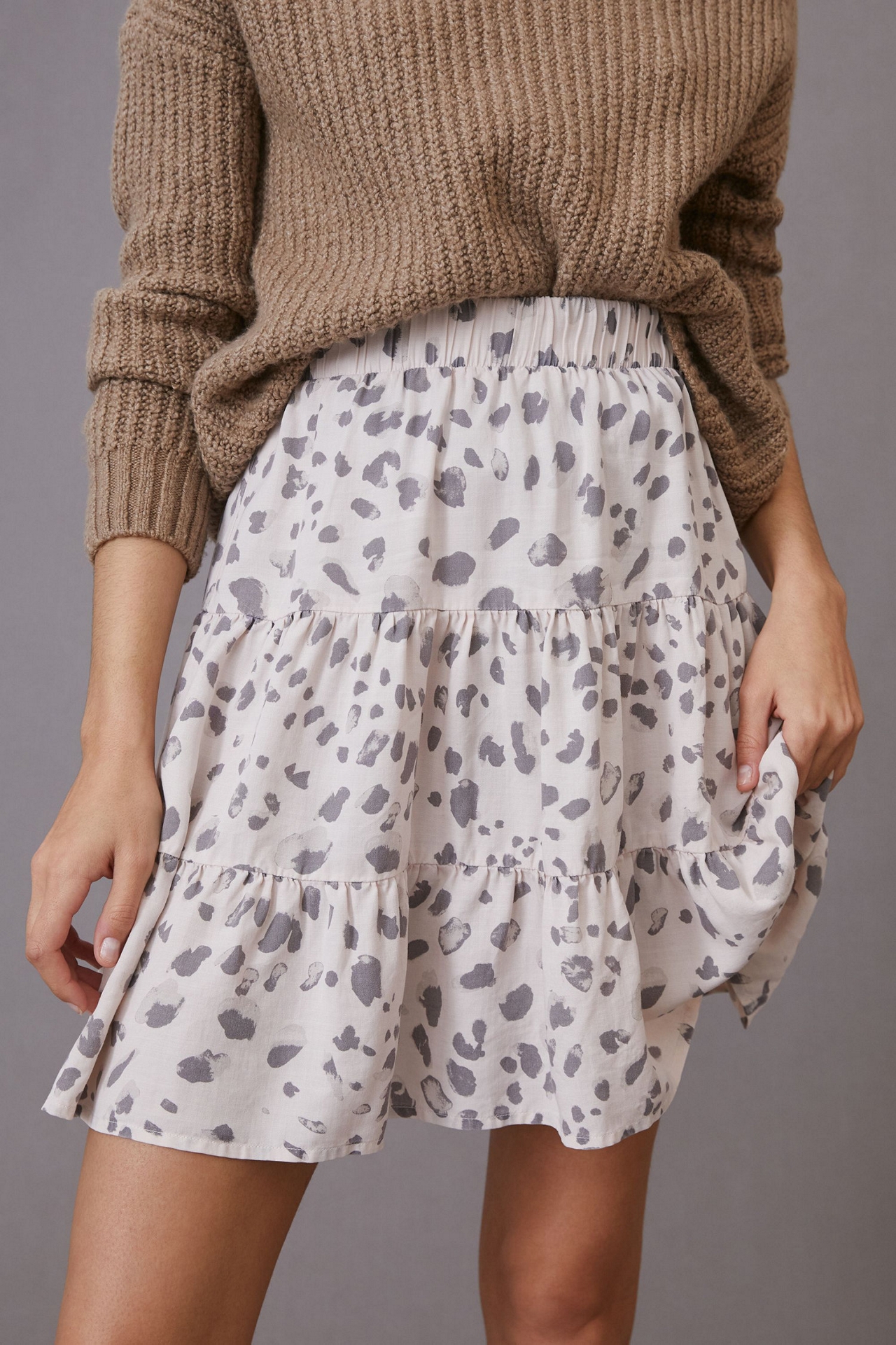 Tiered Printed Mini Skirt