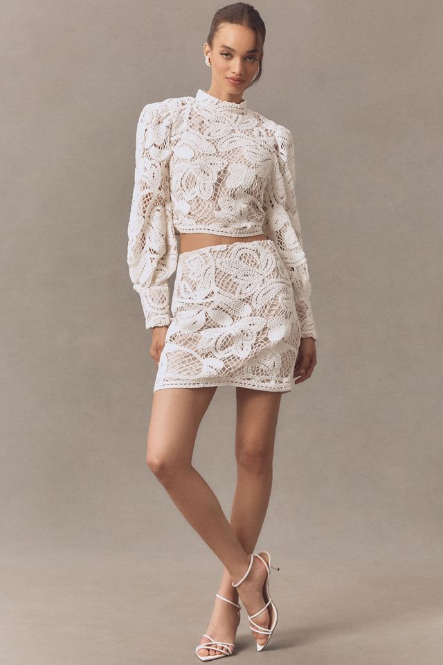Elliatt Kyra Crochet Balloon-Sleeve Top & Mini Skirt Set #2