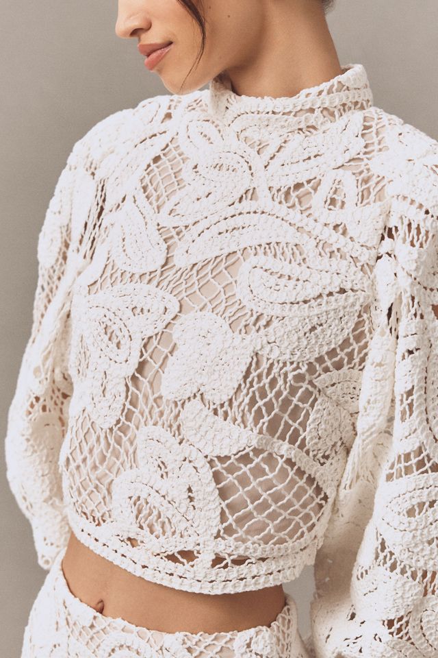Elliatt Kyra Crochet Balloon-Sleeve Top & Mini Skirt Set #3