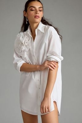 Forever That Girl Floral Appliqué Shirt Dress