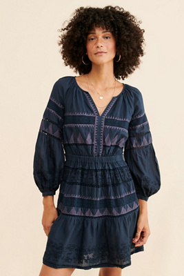 anthropologie sequin embroidered mini dress Embroidered Lace Bees Smock Dress main image 1