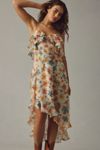 Sleeveless Asymmetric Ruffled Midi Dress