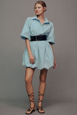 Maeve Collared Bubble-Hem Mini Dress