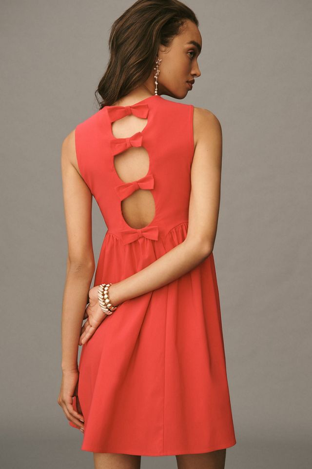 Maeve Sleeveless High-Neck Back-Bow Mini Dress #1