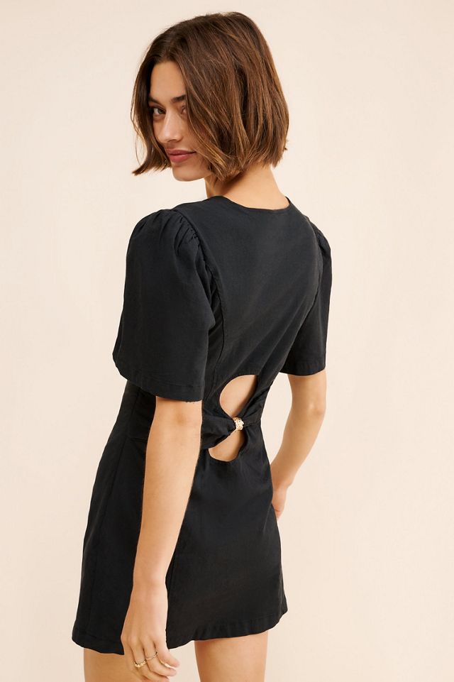 Maeve Puff-Sleeve Back-Cutout Mini Dress #1