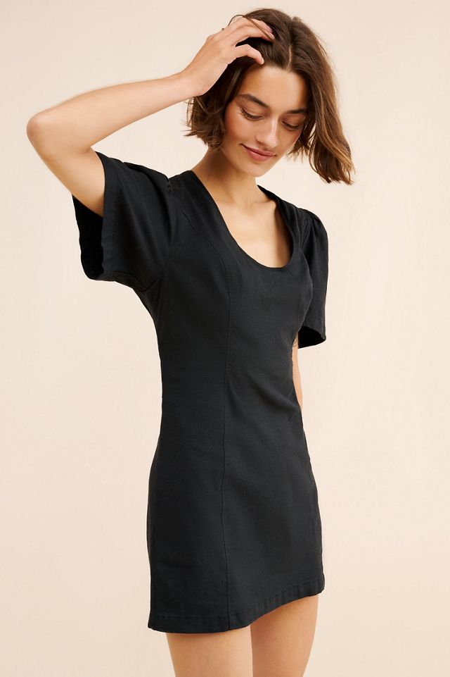 Maeve Puff-Sleeve Back-Cutout Mini Dress #2