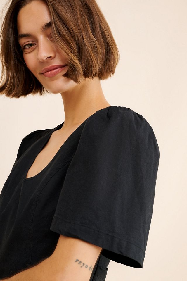 Maeve Puff-Sleeve Back-Cutout Mini Dress #3