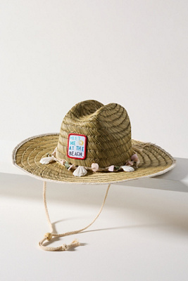 Lucky Zone Patch Lifeguard Straw Sun Hat In White