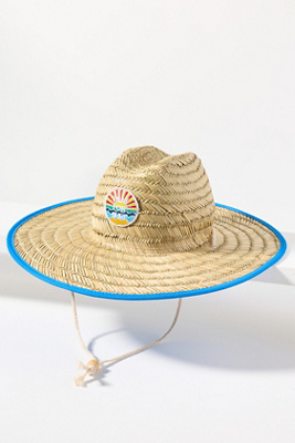 Lucky Zone Patch Lifeguard Straw Sun Hat In Blue