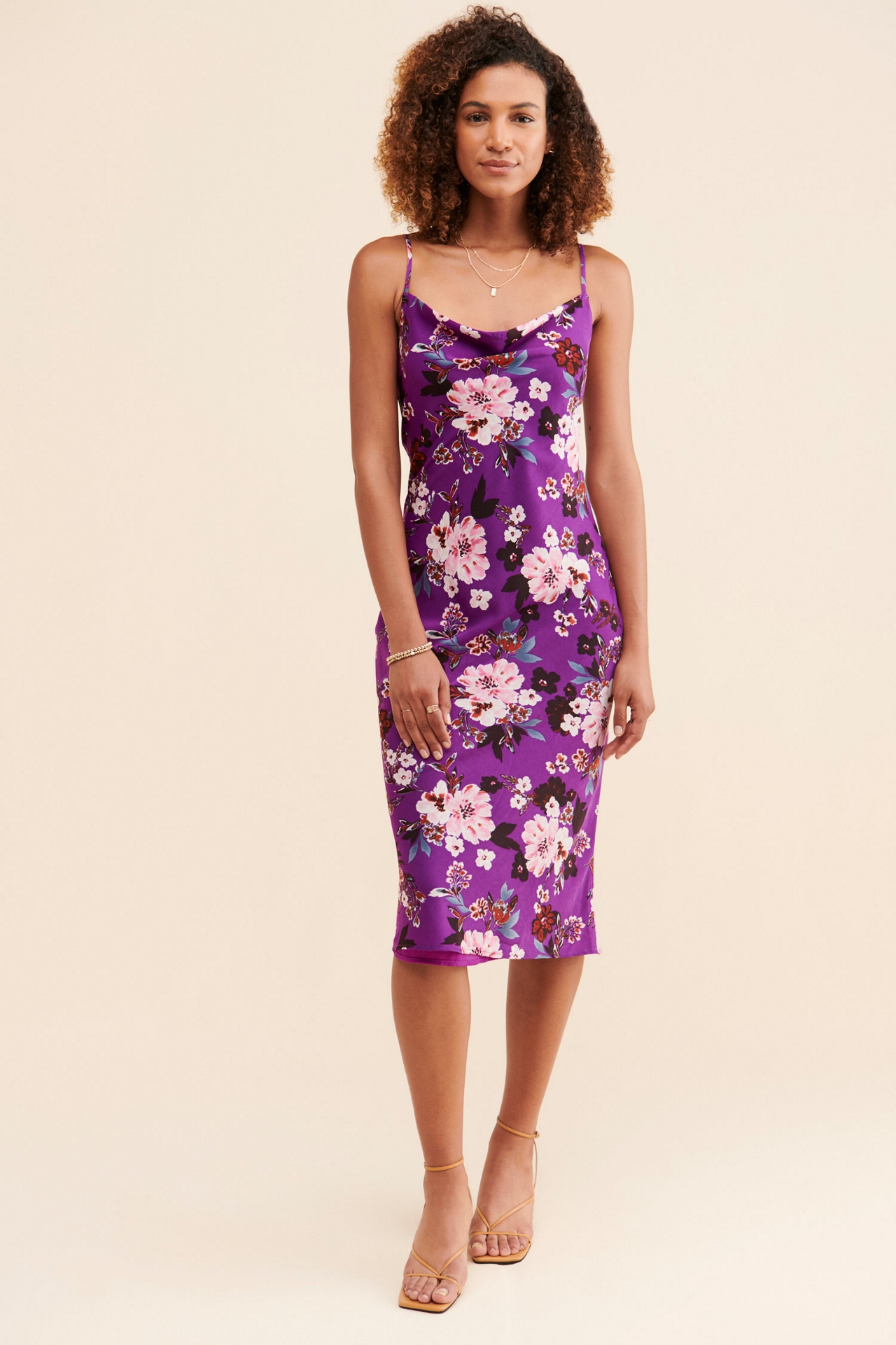 en elly Floral Cowl Neck Dress