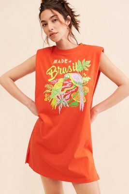 FARM Rio Brasil Red Mini T-Shirt Dress