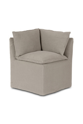 Anthropologie Andre Modular Linen Slipcover Dining Banquette Corner Piece In Neutral