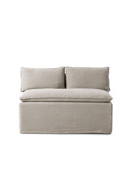 Anthropologie Andre Modular 50" Linen Slipcover Banquette Dining Bench