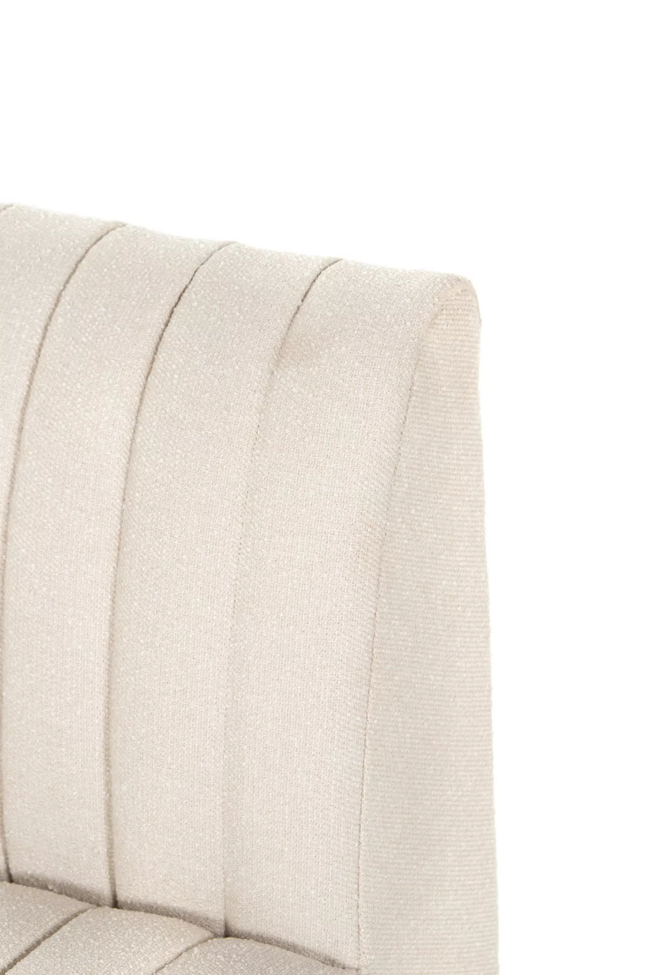 Close-up of fabric texture and channel seams on white bench