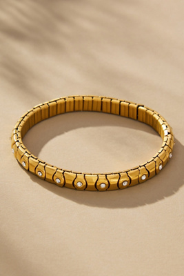 By Anthropologie Wide Twisted Stretch Bracelet In Gold