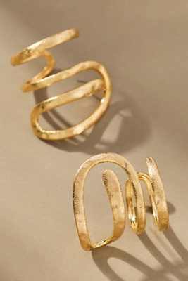 By Anthropologie Multi Hammered Huggie Hoop Earrings In Gold