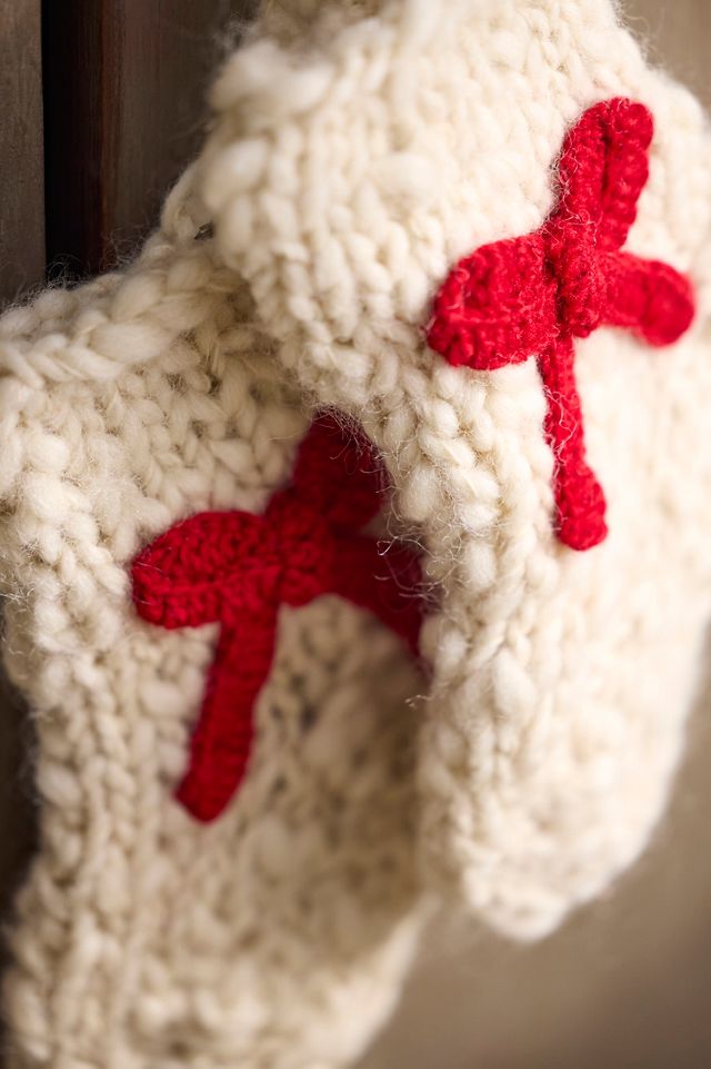 Red Bow Mini Wool Stockings, Set of 2 #1