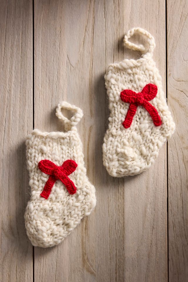 Red Bow Mini Wool Stockings, Set of 2 #2