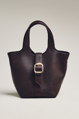 By Anthropologie Pebbled Bucket Tote In Brown