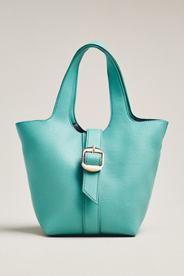 By Anthropologie Pebbled Bucket Tote In Blue