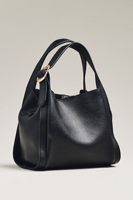 By Anthropologie Faux-leather Mini Satchel Bucket Bag In Black