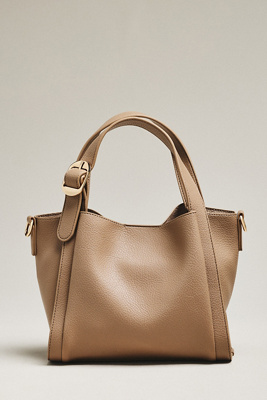 By Anthropologie Faux-leather Mini Satchel Bucket Bag In Sand