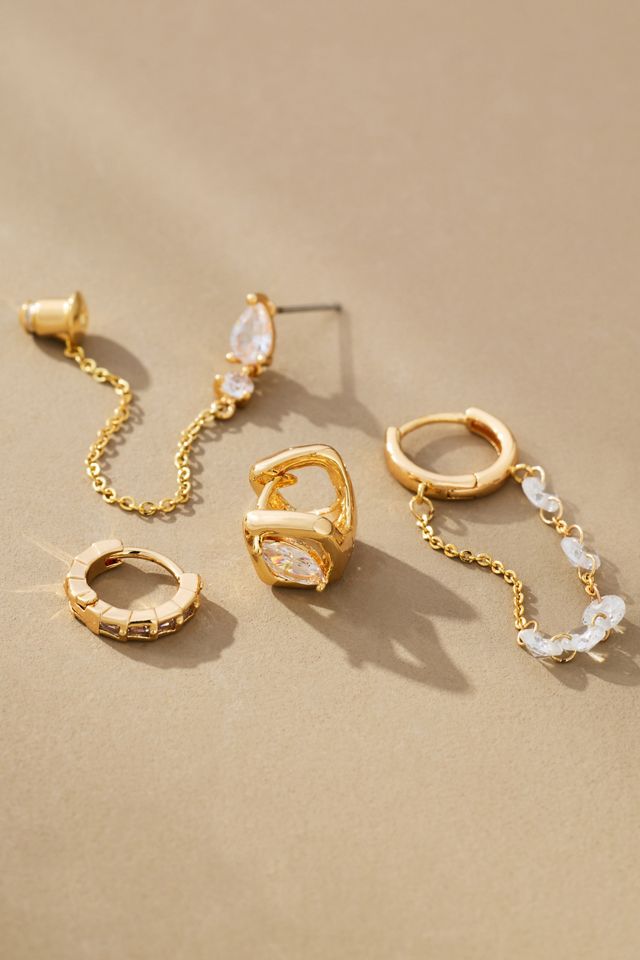 Crystal Huggie Earrings, Set of 3 #1
