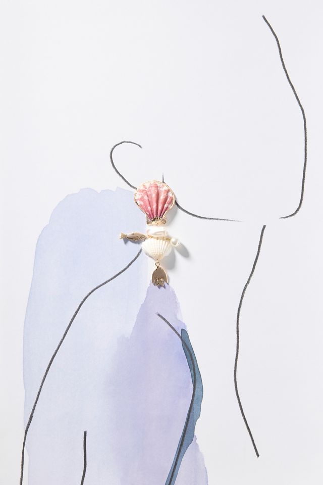 By Anthropologie Shell Charm Earrings #2