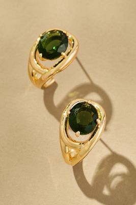 Curve Stone Huggie Hoop Earrings