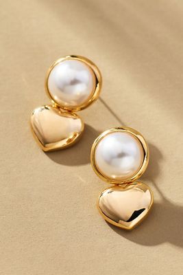 Pearl Heart Drop Earrings