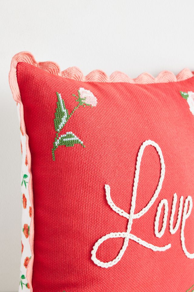 Coussin de la Saint-Valentin en coton brodé avec texte nouveauté #2
