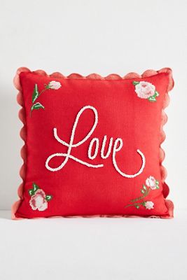 Valentine's Day Cotton Embroidered Novelty Text Cushion