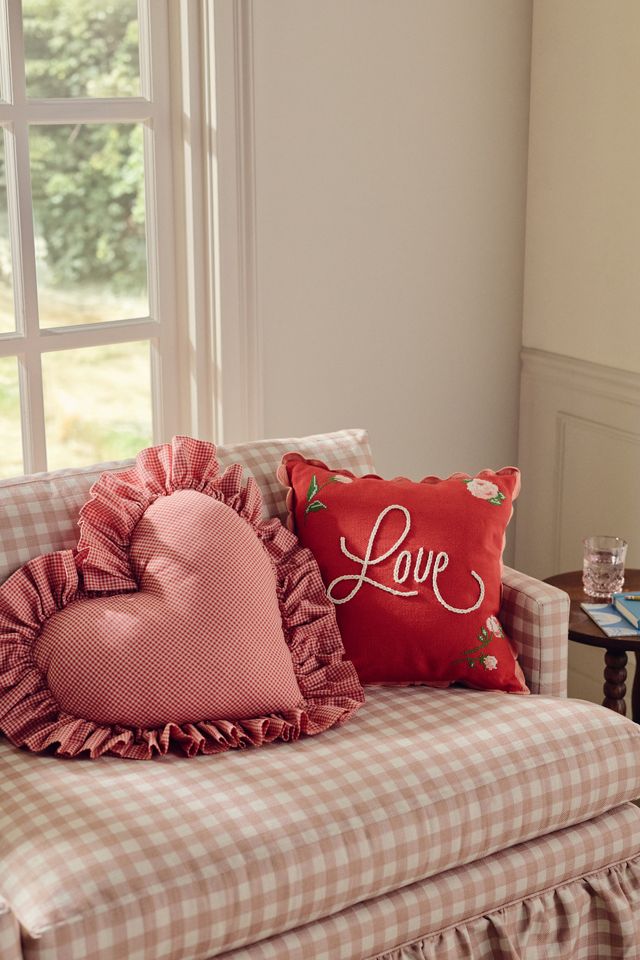 Coussin de la Saint-Valentin en coton brodé avec texte nouveauté #3