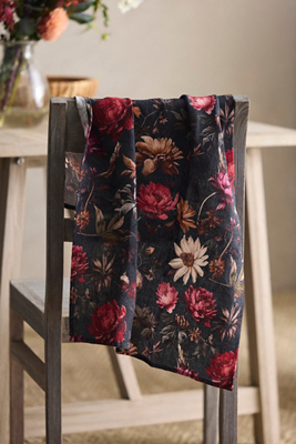 Terrain Moody Floral Linen Dish Towel In Multicolor