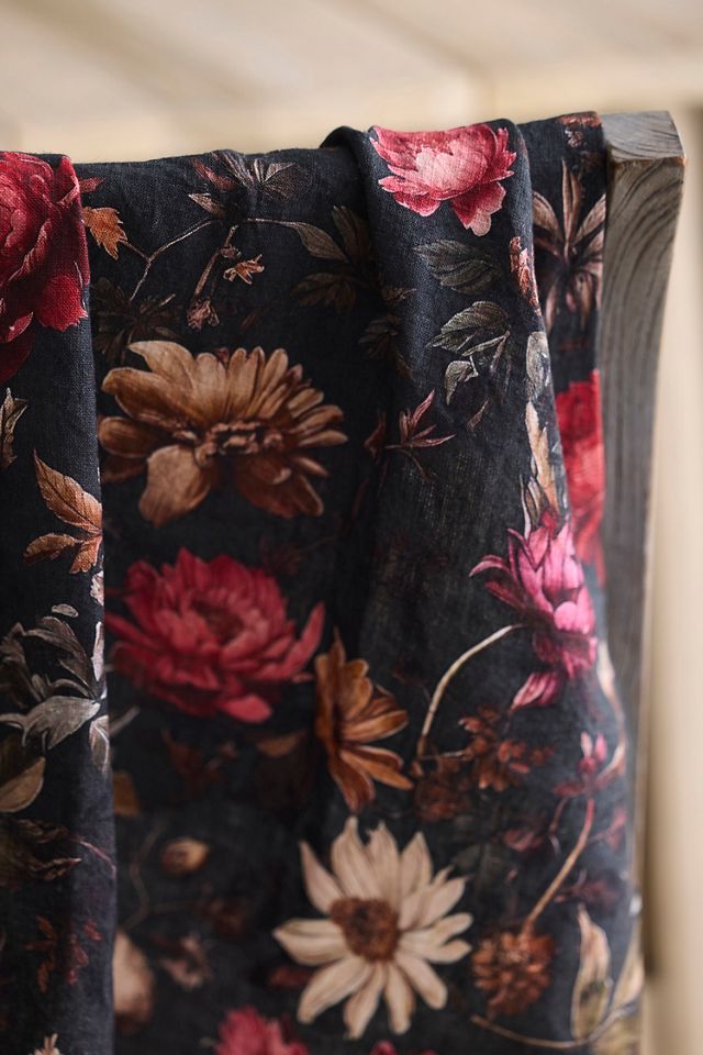 Moody Floral Linen Dish Towel #1
