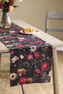 Moody Floral Linen Runner