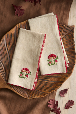 Terrain Autumn Icon Embroidered Napkins, Set Of 2