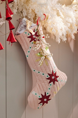 Terrain Patchwork Quilt Cotton Stocking In Pink