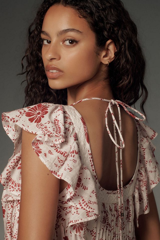 Maeve Flutter-Sleeve Babydoll Mini Dress #3